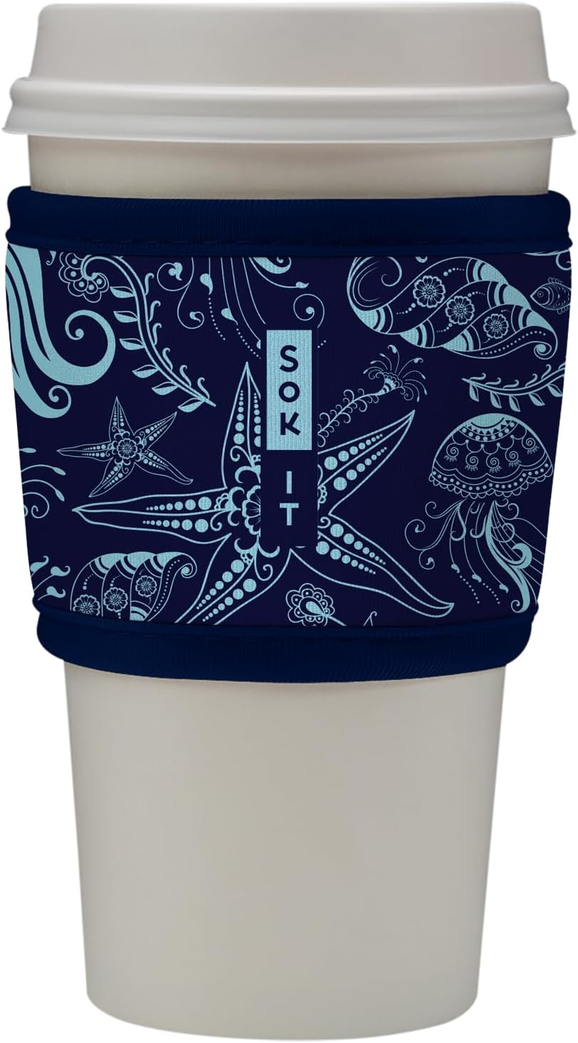 Sok It HotSok Coffee & Tea Reusable Insulated Neoprene Cup Sleeve (Ocean Oasis)