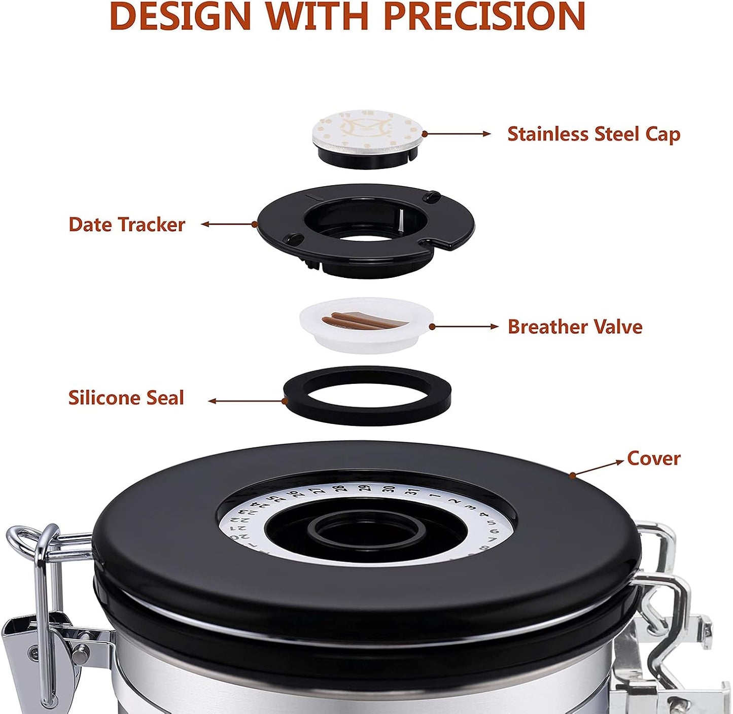 Airtight Coffee Bean Storage - with Co2 Valve Vacuum Sealed Coffee Container with Scoop For Beans Grounds Large Blue 21oz