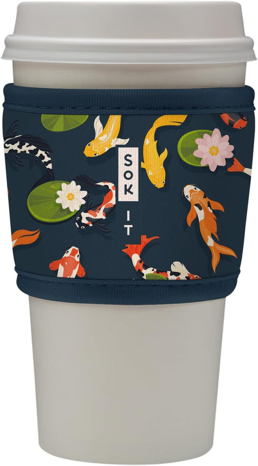 Sok It HotSok Coffee & Tea Reusable Insulated Neoprene Cup Sleeve (Koi Garden)