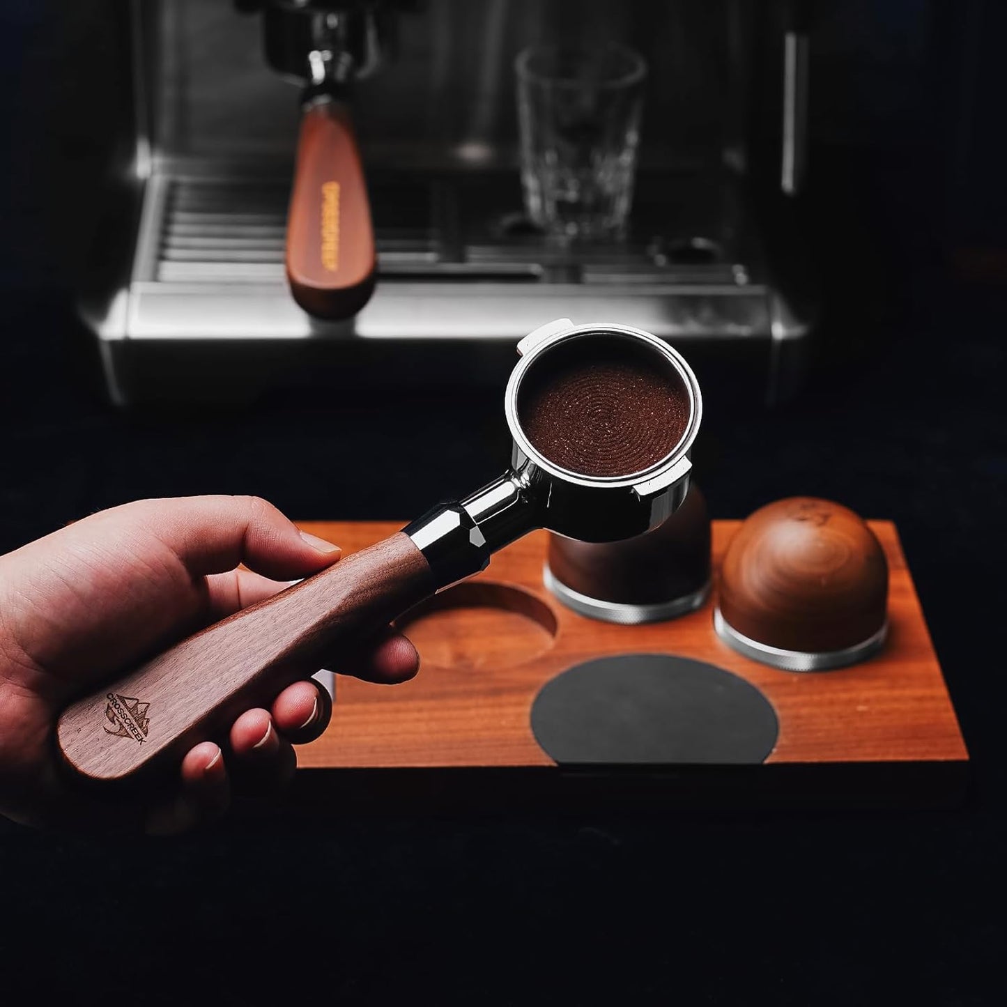 51mm Espresso Bottomless Portafilter with 2 Ear | Fits De’Longhi ECP3420 / EC155 / BCO430 / EC260 Espresso Machine | Stainless Steel Basket and Walnut Handle | Espresso Accessories