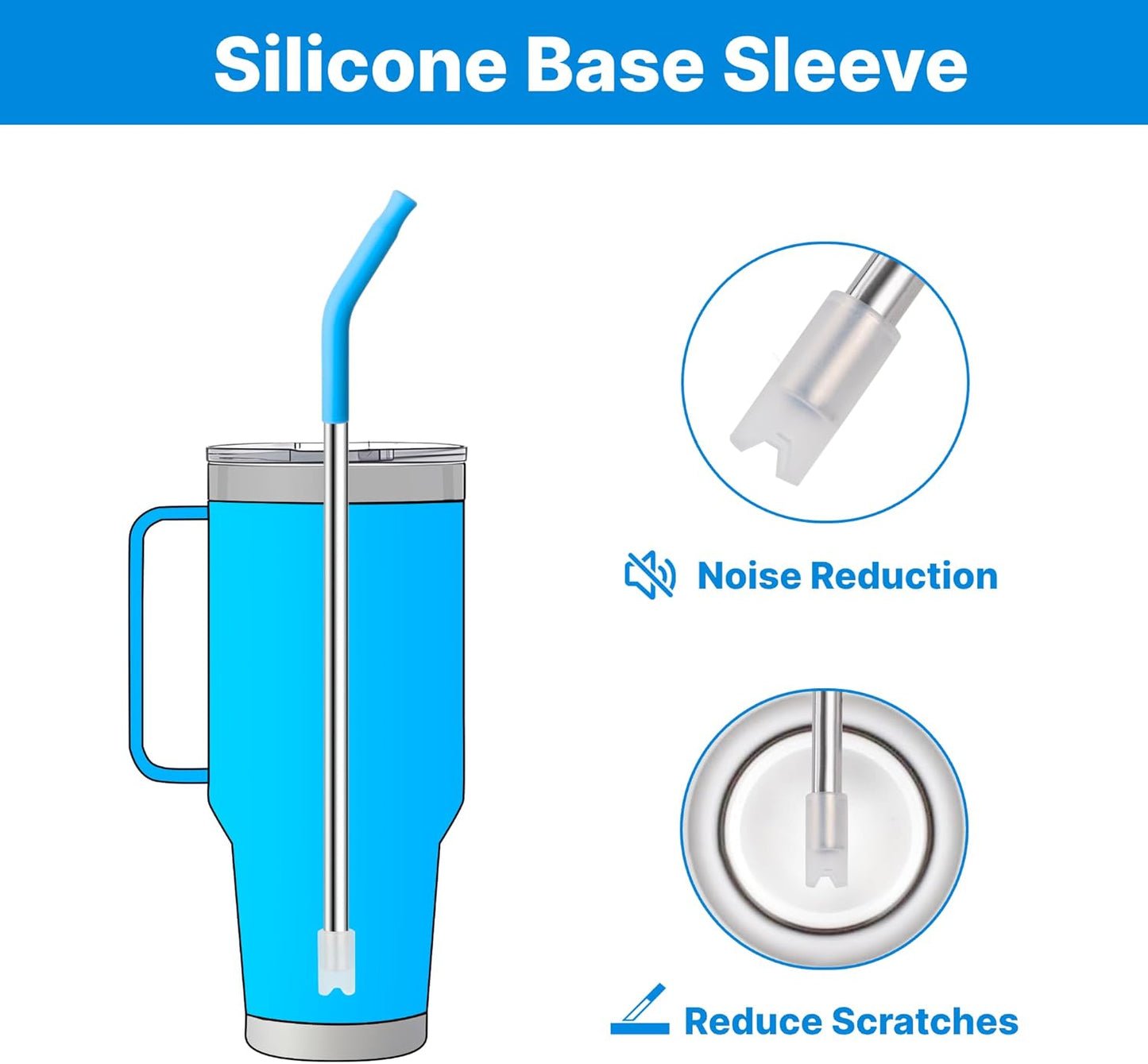 Metal Straws with Silicone Tip for 42 oz YETI Tumbler, 4 Pcs Reusable Stainless Steel Straws for 42 oz YETI, 30oz Stanley Cup(Color 2)