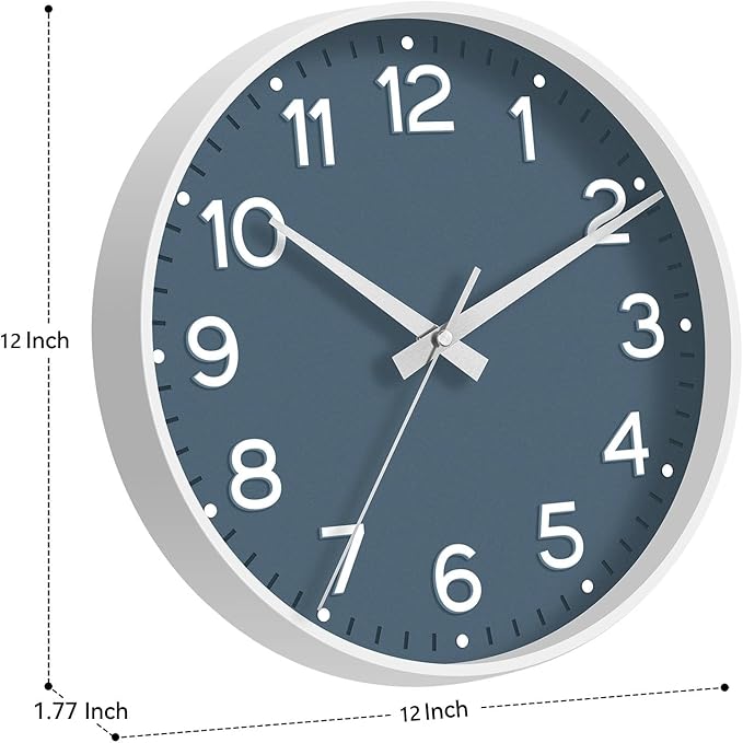 Roymnie Wall Clock 12 Inch Silent Wall Clocks Battery Operated- Modern Non - Image 3