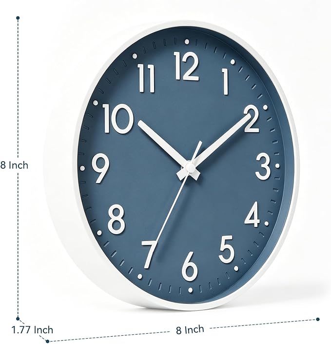Mosewa Wall Clock 8 Inch, Battery Operated Silent Non-Ticking Modern Analog - Image 3