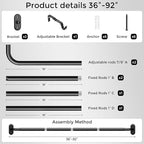 Curtain Rods 36-88 Inch, 1 Inch Adjustable Heavy Duty Room Darkening Window - Image 7