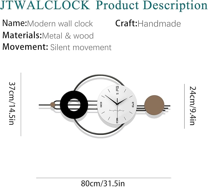 Decorative Wall Clocks for Living Room Decor, Large Modern Metal Wall Clocks - Image 5