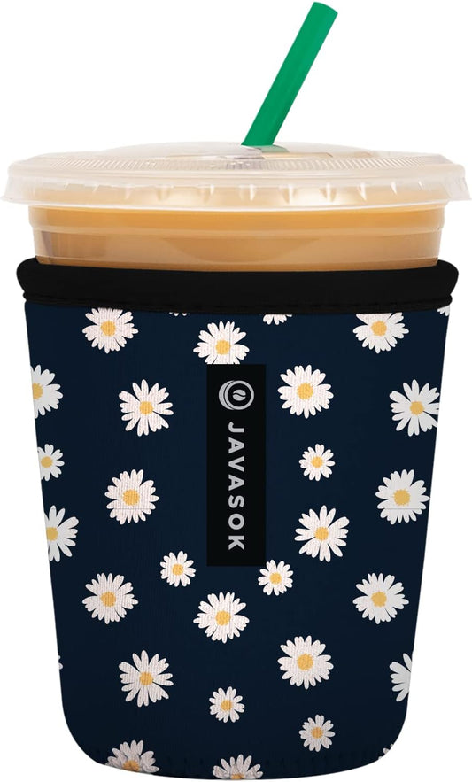 Sok It JavaSok Iced Coffee & Cold Soda Insulated Neoprene Cup Sleeve (Daisy Chain, Small: 16-20oz)