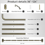 Curtain Rods 36-120 Inch, Antique Bronze Wrap Around Blackout Curtain Rods - Image 7
