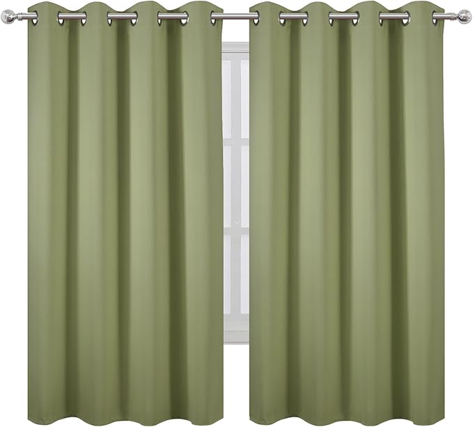 LEMOMO Sage Green Blackout Curtains 66 x 63 Inch Length/Set of 2 Curtain - Image 2