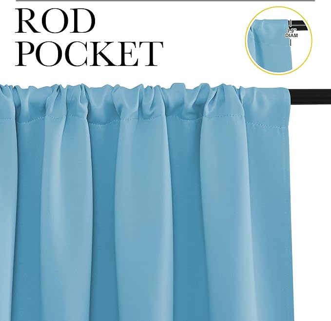 NICETOWN Living Room Curtains, Teal Blue, 1 Pair, 70 x 84-inch, Home - Image 2