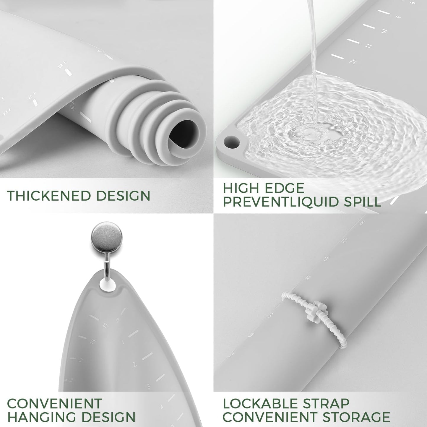 Silicone Baking Mat 32" x 24", Extra Thick Dough Rolling Mat with Measurements and Edge Heightening, Non-stick Food Grade Silicone Pastry Mat for for Pastry, Bread, Cookies, Pizza, Fondant, Pasta