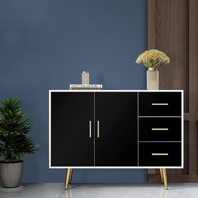 practicalWs 15.7 inch x 984.2 inch Black Wallpaper Solid Color Contact Paper - Image 3