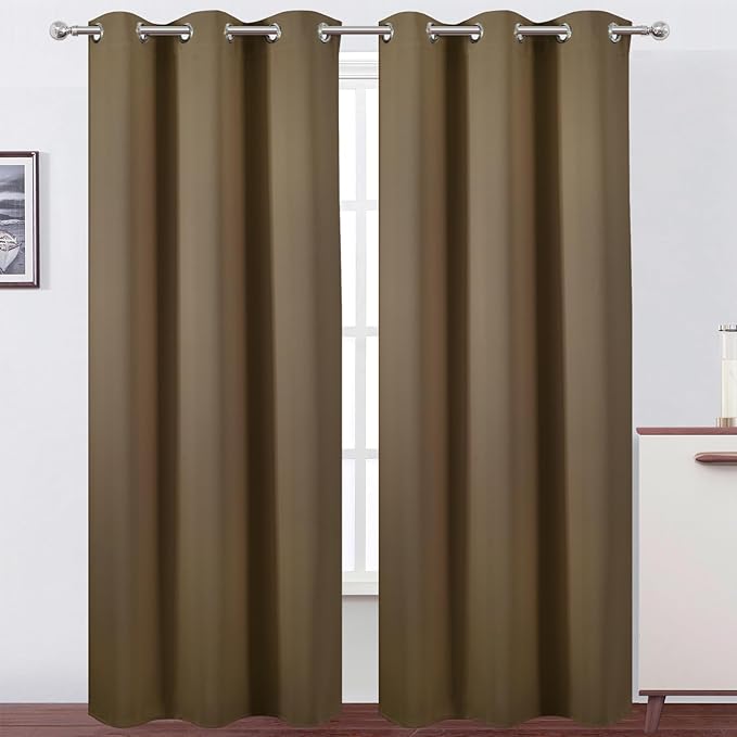 LEMOMO Brown Thermal Blackout Curtains/38 x 84 Inch/Set of 2 Panels Room by Lemomo