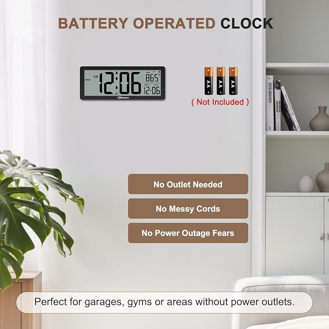 Soobest 8.5" Atomic Digital Wall Clock, Never Needs Setting, Auto Time Sync - Image 5