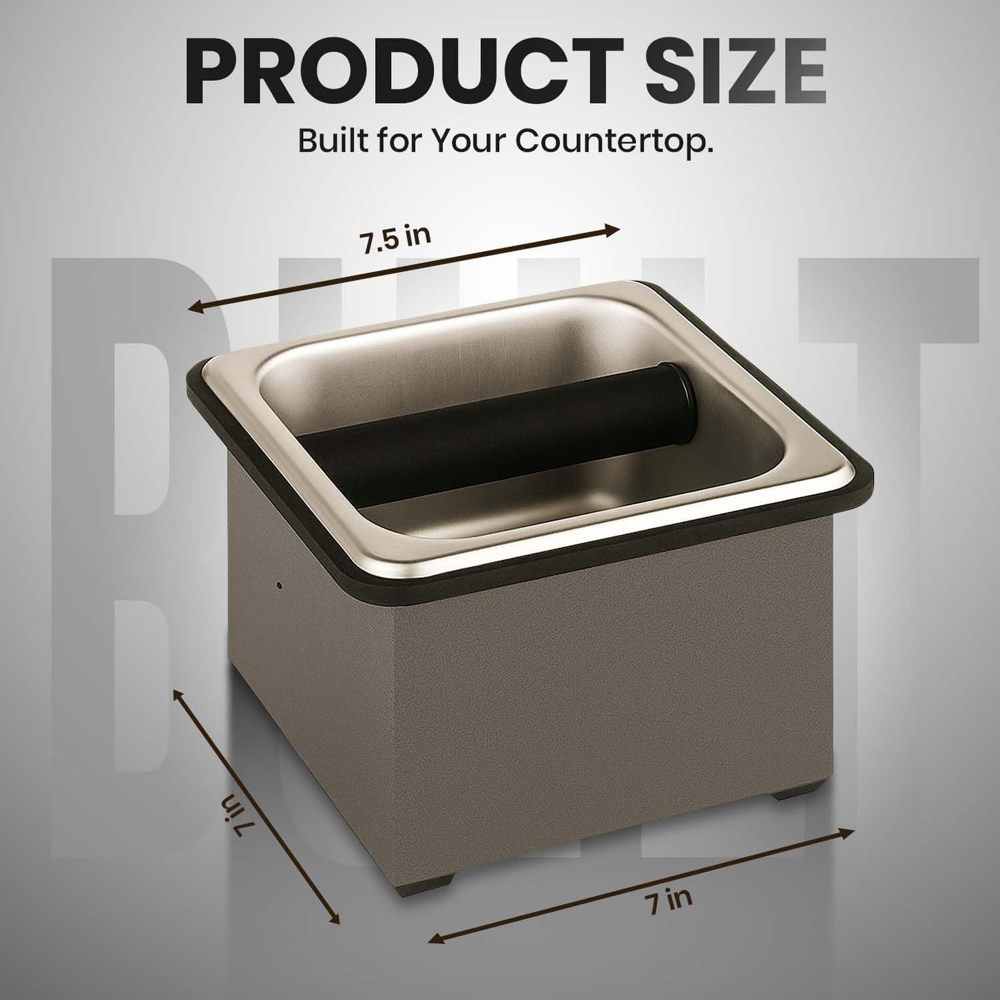 Rattleware Stainless Steel Knock Box – Heavy-Duty Espresso Puck Disposal Bin with Welded Rubber Bar – Perfect for Coffee Bar Accessories, Café, Restaurant, or Home Use (6" x 5.5" x 4")