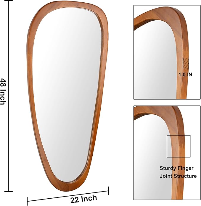 BOMINICA Full Length Irregular Wall Mirror, Decorative Floor Mirror - Image 2