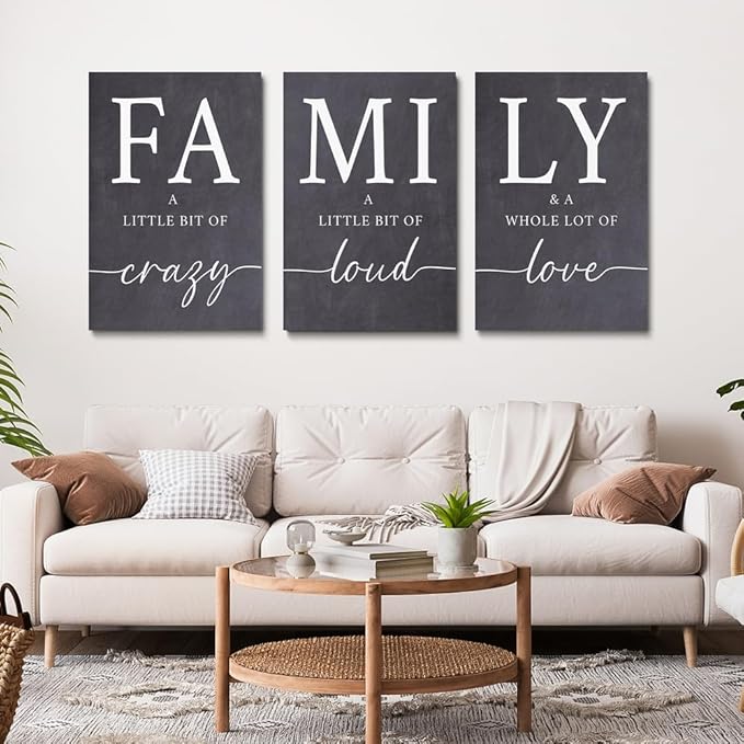 GUBIYU Gray Family Wall Art Set of 3 20"X28" Modern Farmhouse Decor - Image 3