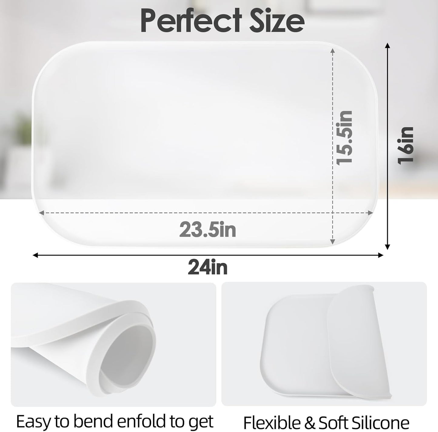 Silicone Coffee Maker Mat with Lip, 24'' x 16'' Heavy Duty Coffee Maker Mat for Countertops, Coffee Tray Fit Under Coffee Machine Appliance Automatic Machines Espresso Accessory, Translucent