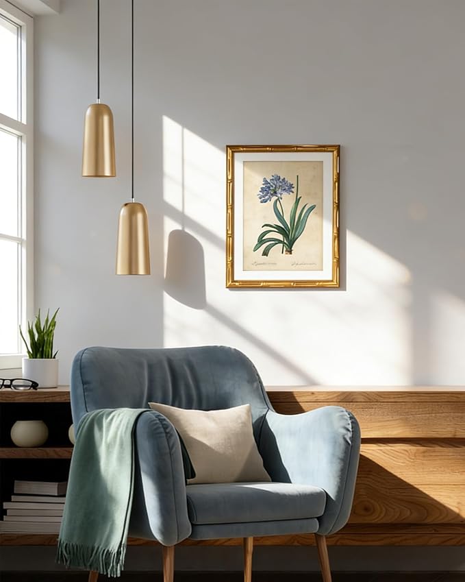 InSimSea Gold Bamboo Framed Canvas Wall Art, Retro African Lily Botanical Prints - Image 6