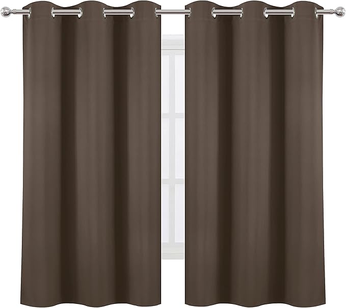 LEMOMO Chocolate Brown Thermal Blackout Curtains/38 x 63 Inch/Set of 2 Panels - Image 2