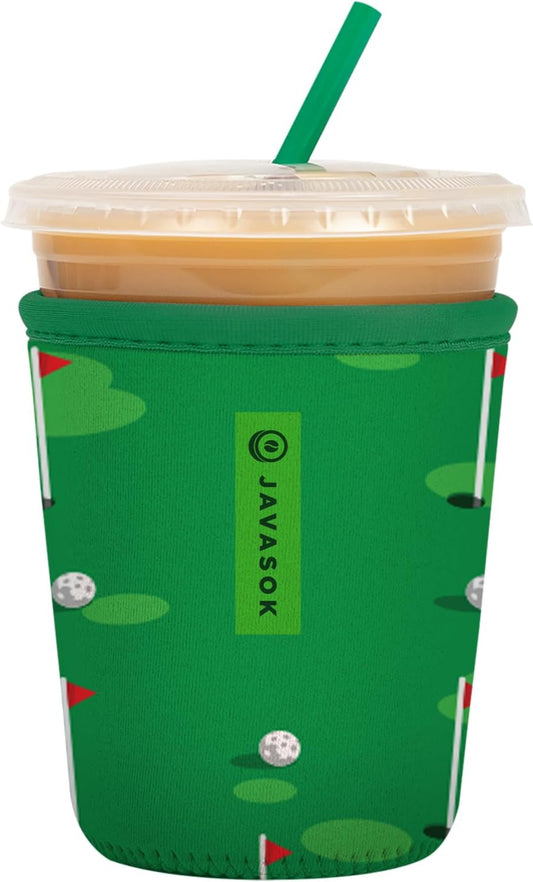 Sok It JavaSok Iced Coffee & Cold Soda Insulated Neoprene Cup Sleeve (Golf, Small: 16-20oz)