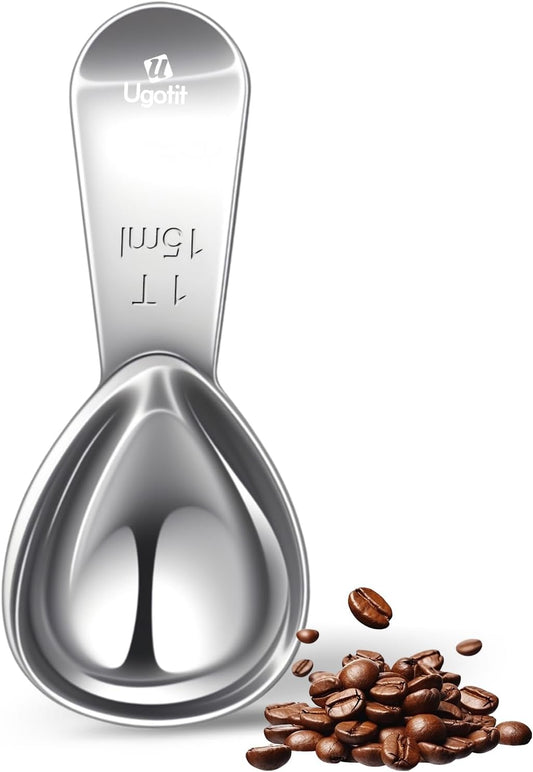 Coffee Measuring Scoop, 1 Tablespoon Short Handle 304 Stainless Steel Coffee Scoop - Fits Coffee Canisters & Protein Powder Containers