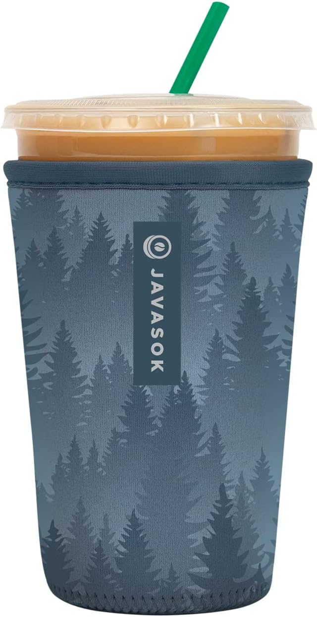Sok It JavaSok Iced Coffee & Cold Soda Insulated Neoprene Cup Sleeve (Foggy Woods, Medium: 22-28oz)