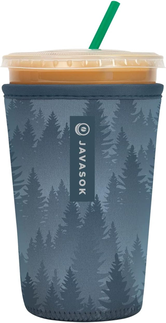 Sok It JavaSok Iced Coffee & Cold Soda Insulated Neoprene Cup Sleeve (Foggy Woods, Medium: 22-28oz)