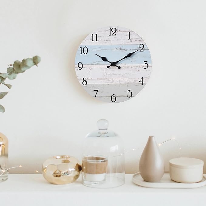 KECYET Wall Clock 10 Inch Silent Non-Ticking Coastal Beach Style Wall Clocks - Image 4