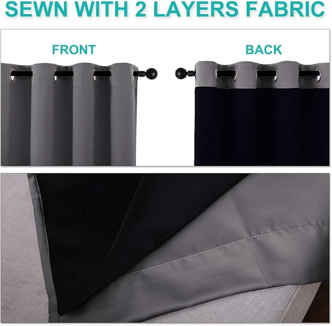 NICETOWN Grey 100% Blackout Room Warming Curtains 45 inches Long, Thermal - Image 5