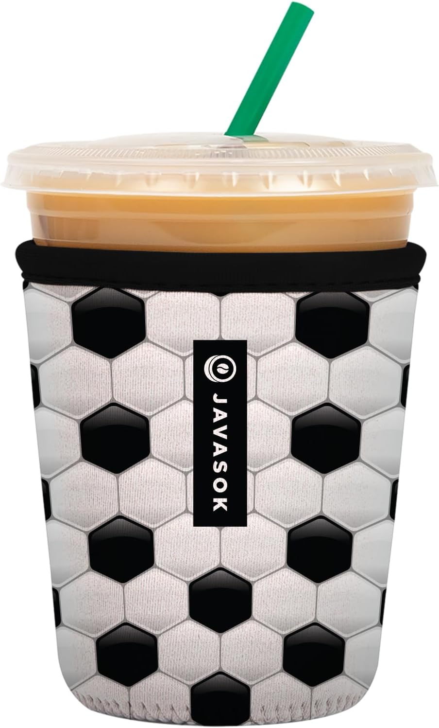 Sok It JavaSok Iced Coffee & Cold Soda Insulated Neoprene Cup Sleeve (Soccer, Small: 16-20oz)