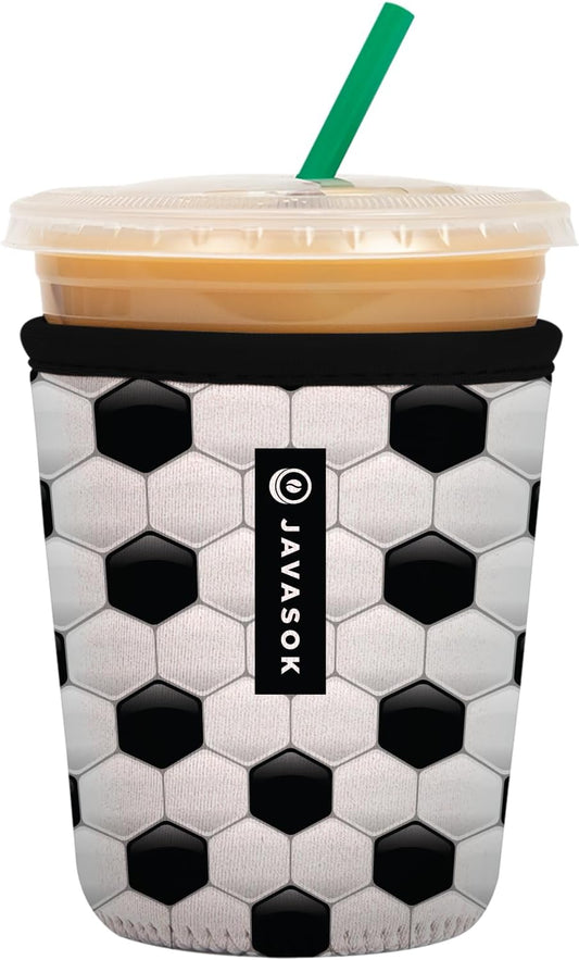 Sok It JavaSok Iced Coffee & Cold Soda Insulated Neoprene Cup Sleeve (Soccer, Small: 16-20oz)