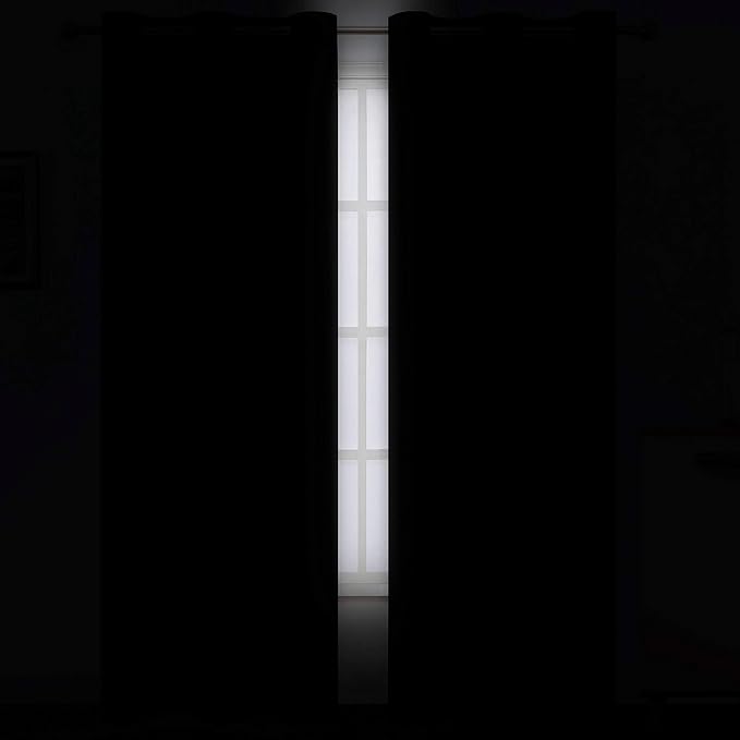 LEMOMO Black Thermal Blackout Curtains/42 x 95 Inch/Set of 2 Panels Room - Image 3