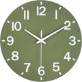 HZDHCLH Wall Clock 12 Inch Silent Non Ticking Wood Battery Operated Green by HZDHCLH