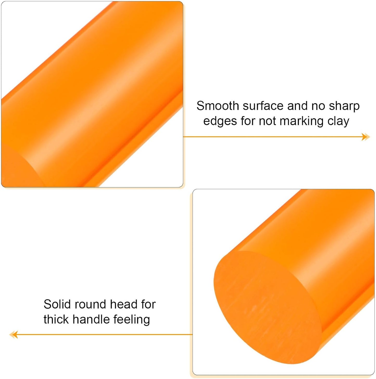 HARFINGTON Acrylic Clay Roller 7.28 Inch x 1 Inch Solid Non-Stick Plastic Round Tube Roller Polymer Clay Rod Fondant Rolling Pin for Shaping, Sculpting, Modeling DIY Crafts, Orange