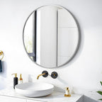 SCWF-GZ 24" Round Mirror Circle Wall Mounted Hanging or Against Wall Aluminum - Image 9