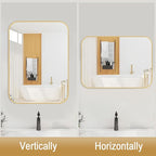 24x36 Inch Gold Bathroom Mirror, Brushed Gold Metal Framed Rectangular Mirror - Image 7