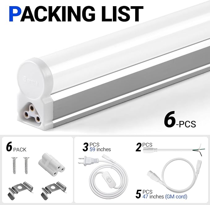 Barrina T5 3FT LED Shop Light, 5000K Daylight White, 16W Utility Light Fixture - Image 8