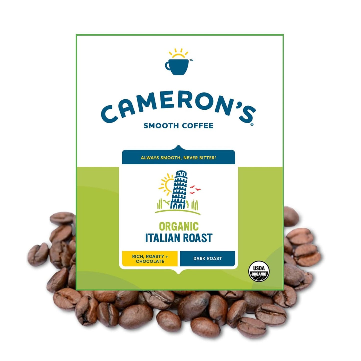 Cameron's Coffee Roasted Whole Bean Coffee, Organic Italian Roast, 4 Pound