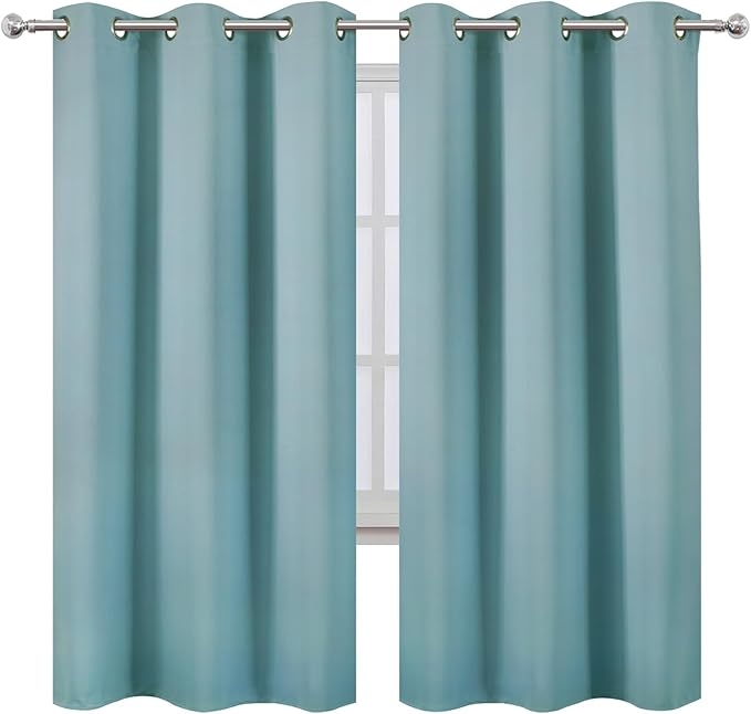 LEMOMO Stone Blue Thermal Blackout Curtains/42 x 72 Inch/Set of 2 Panels Room - Image 2