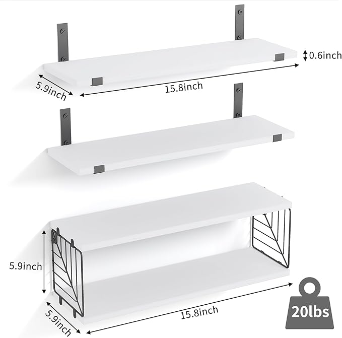 Fixwal 3+1 Tier Bathroom Floating Shelves Over Toilet, 15.8in Farmhouse Rustic - Image 2