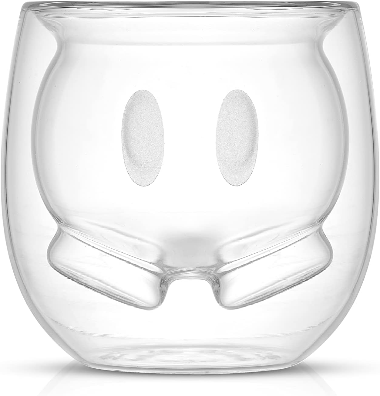 JoyJolt Mickey Pants and Minnie Skirt 3D 7.4oz Double Wall Glass Coffee Cups Set of 2, Disney Coffee Mug, Espresso and Tea Cups, Collection of Double Wall Glasses, Disney Gifts