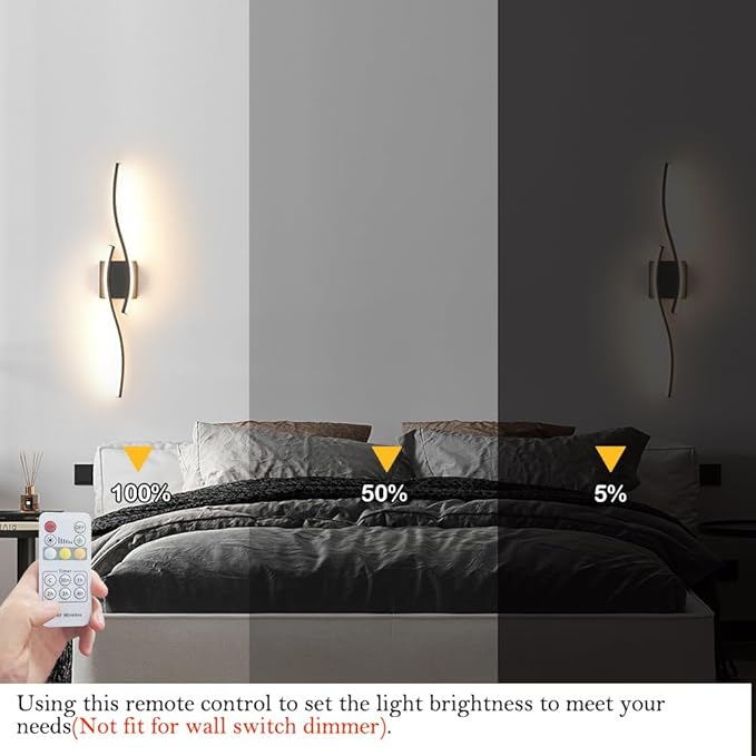 Daunton Modern Hardwired Wall Sconce Set of 2, LED Black Wall Light - Image 7