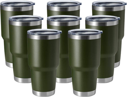 HASLE OUTFITTERS 30oz Stainless Steel Tumbler, Double Wall Vacuum Insulated Travel Mug Tumbler, Durable Insulated Coffee Mug, Gift Box Set (Amey Green, 8)