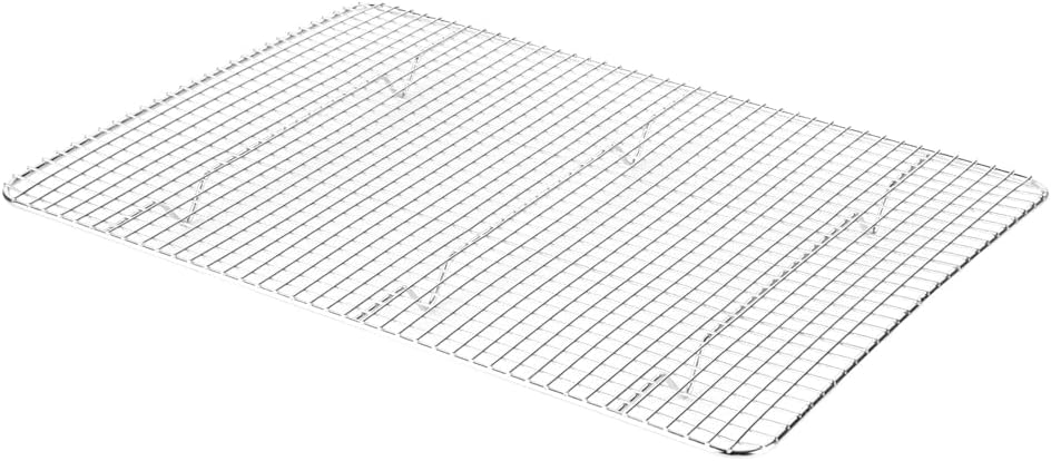 Restaurantware Met Lux 11.8 x 16.9 Inch Wire Baking Rack 1 Heavy-Duty Oven Wire Rack - Fits Half Size Sheet Pan Dishwashable Stainless Steel Cooling Rack Elevated Feet Oven-Ready Up To 575F