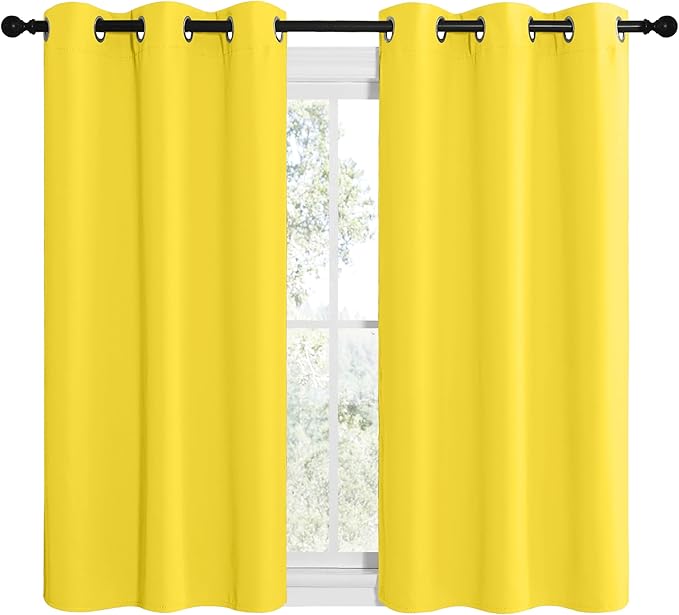 NICETOWN Bright Yellow Room Darkening Curtains - Image 2