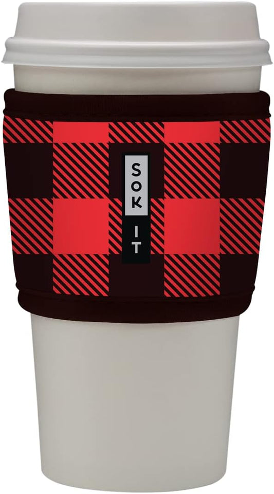 Sok It HotSok Coffee & Tea Reusable Insulated Neoprene Cup Sleeve (Buffalo Check)