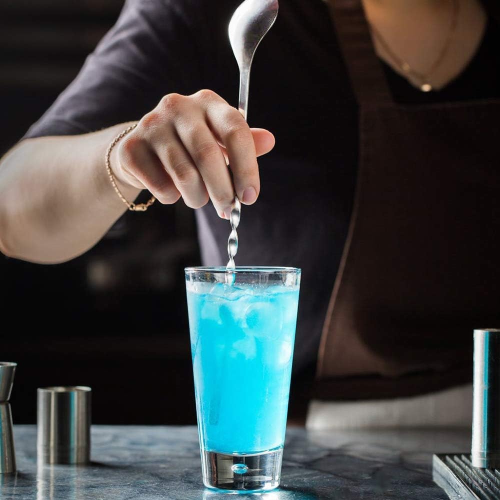 Homestia Bar Spoon Cocktail Mixing Spoon, Spiral Pattern Bar Cocktail Shaker Spoon, Stainless Steel Long Handle 12 Inches, Drink Stirrers Spoons with Giraffe Handle for Cocktail Shaker Tall Cups