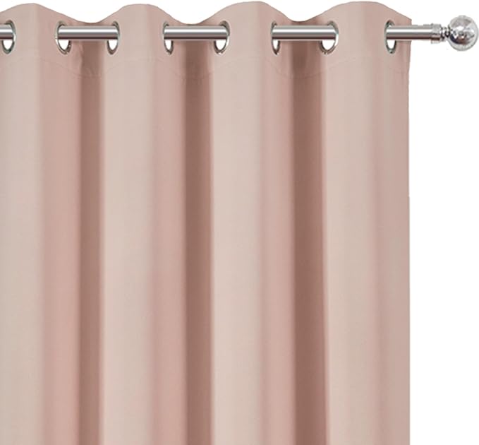 LEMOMO Blackout Curtains 52 x 108 inch/Blush Curtains Set of 2 Panels/Thermal - Image 6