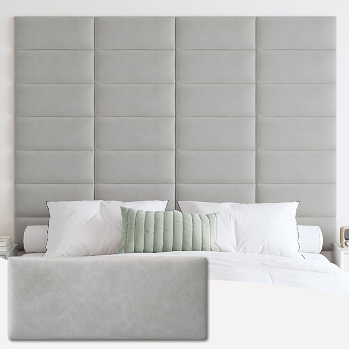 IFNOW Wall Mounted Upholstered Headboard Queen, 3D Peel and Stick Soundproof by IFNOW