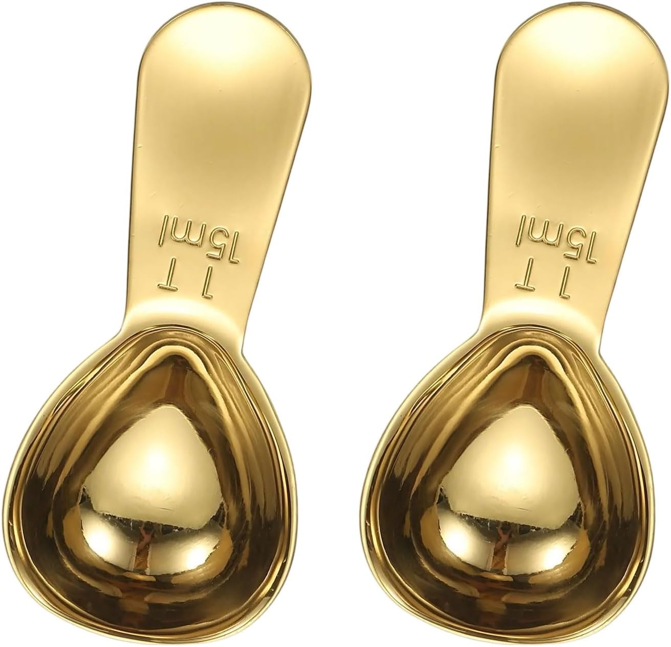 uxcell 2Pcs Stainless Steel Coffee Scoop, 15ml Short Handle Measuring Spoon for Ground Coffee Tea Sugar Kitchen Gifts, Gold